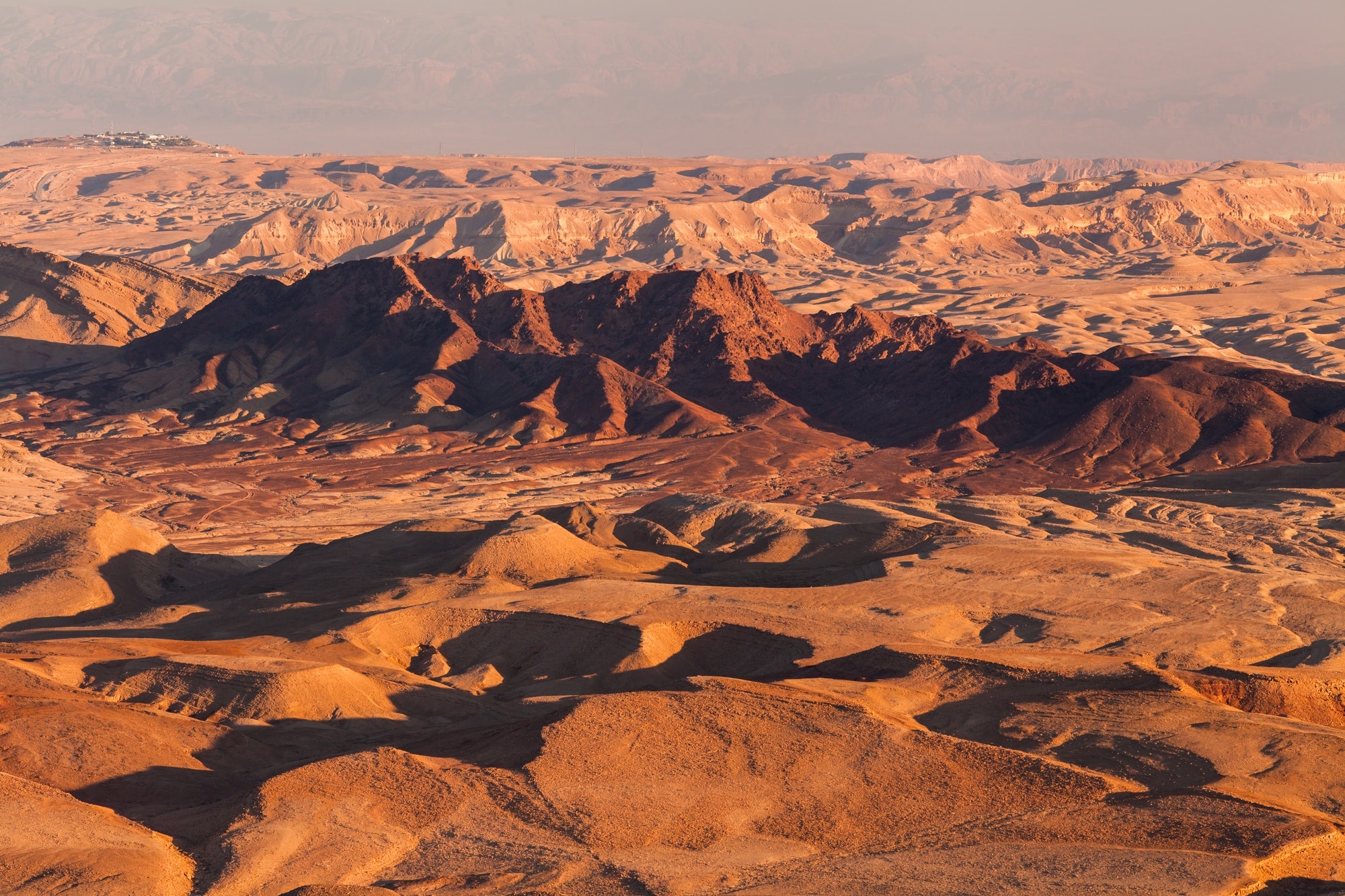 Sunset in the Negev desert. Makhtesh Ramon Crater